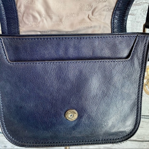 MK Naomi Gold Hardware Purse Navy Blue Leather - Picture 8 of 10